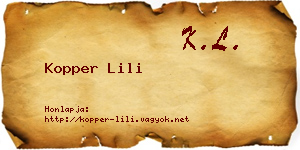 Kopper Lili névjegykártya